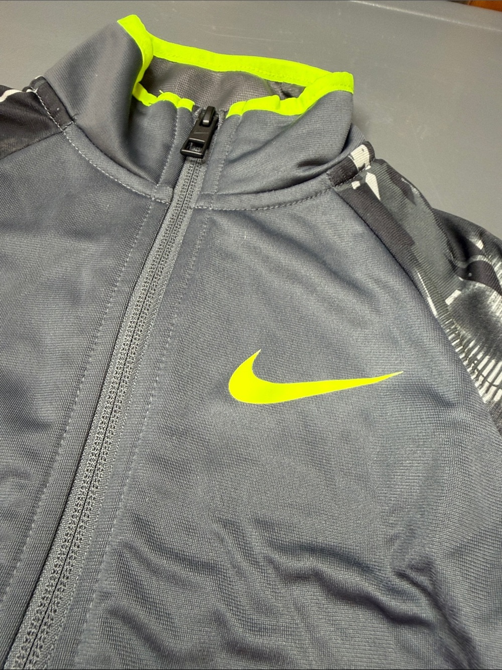 Nike Kids Gray Track Jacket & Pants Set with Neon Yellow Accents - Picture 3 of 8